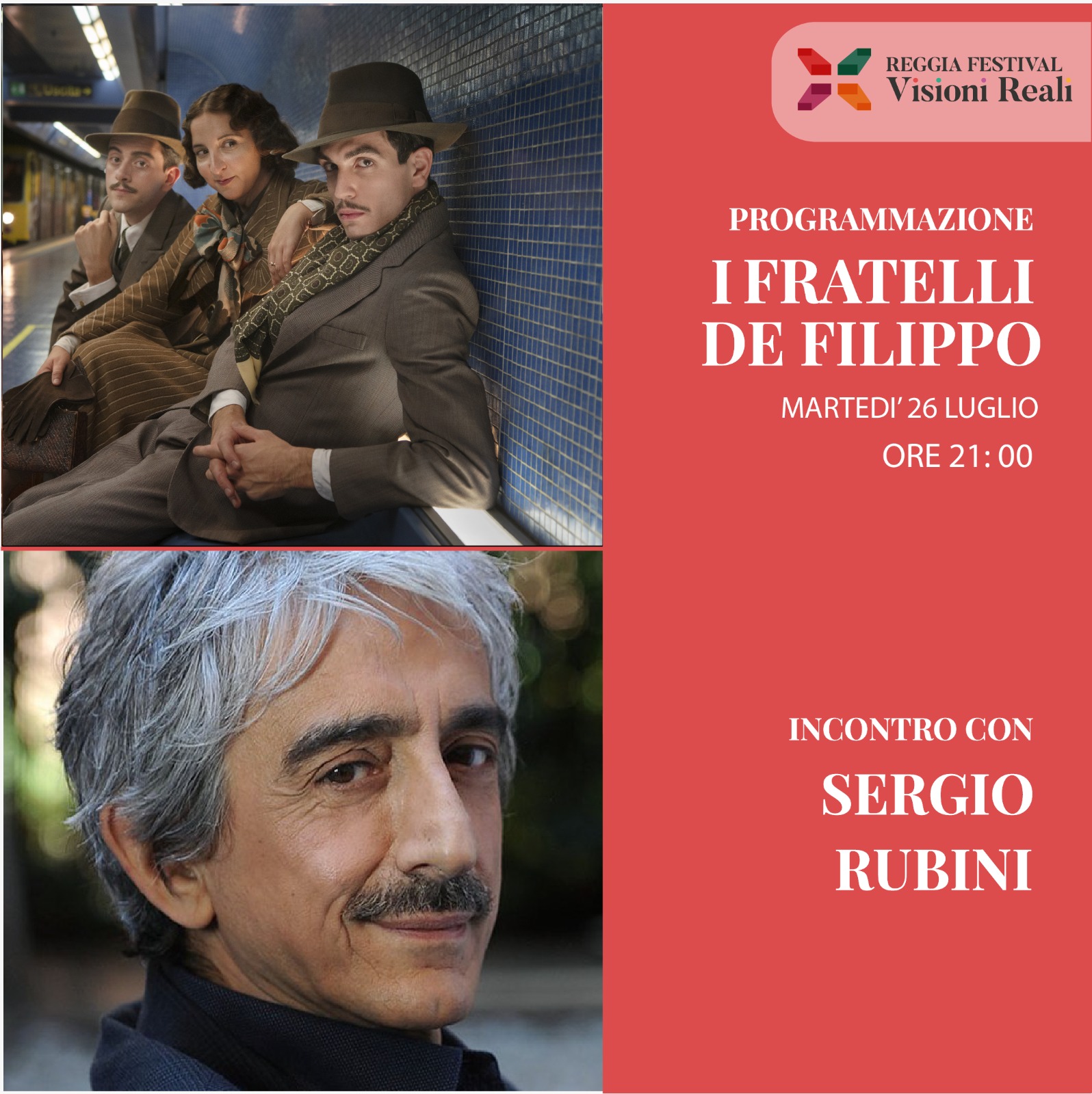 Al “Reggia Festival- Visioni Reali” ancora tanti ospiti illustri: Sergio Rubini con gli attori protagonisti e Maurizio Gemma