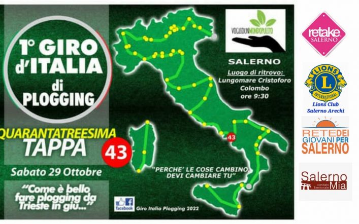L’amore per la città di Salerno con la 43esima tappa del giro d’Italia di plogging