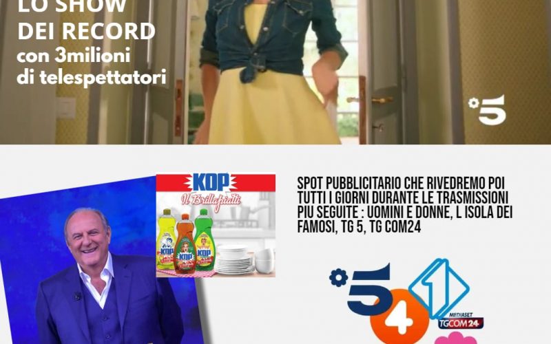 Tanya La Gatta lancia lo spot pubblicitario “KOP brillapiatti” sulle reti Mediaset