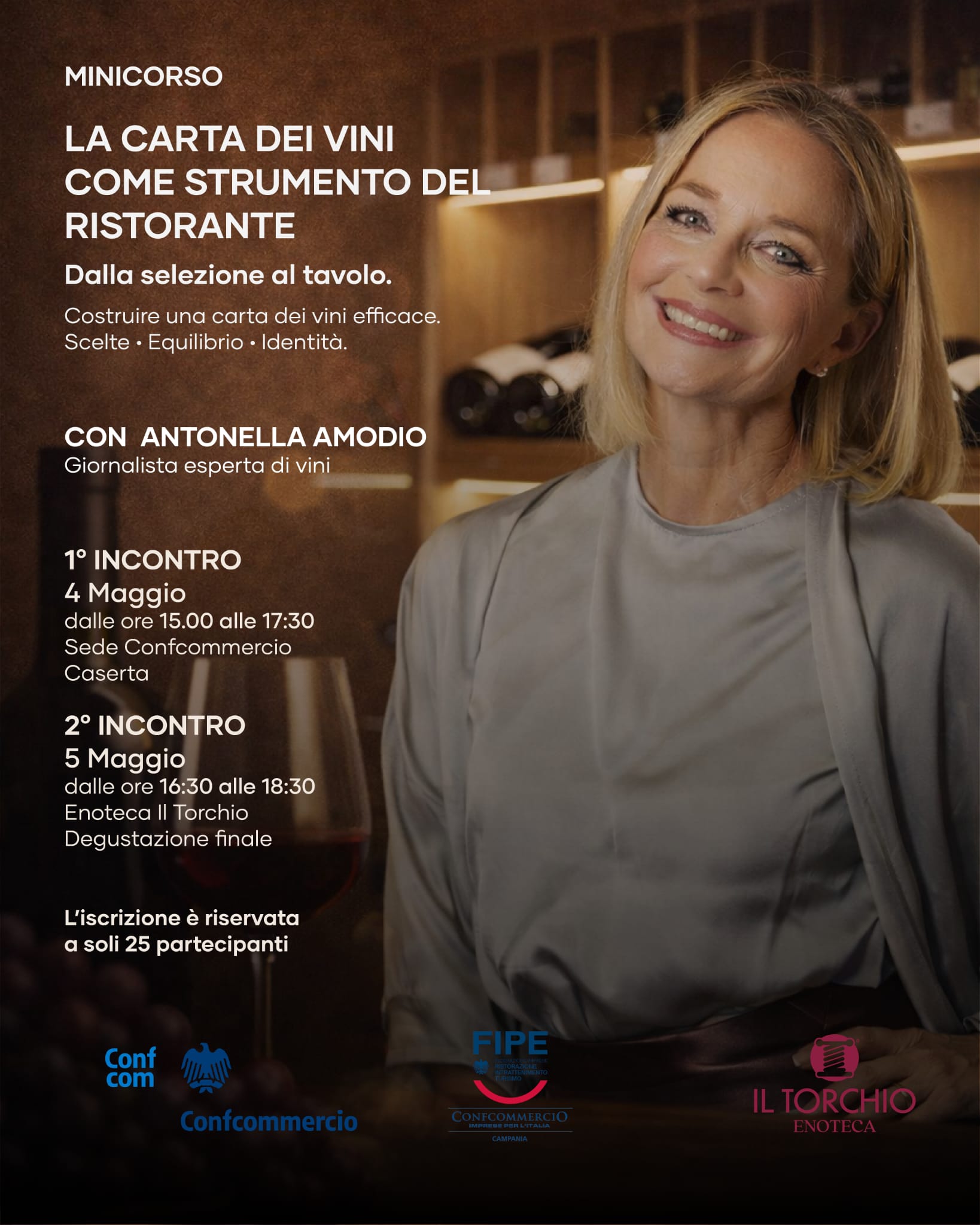 “La carta dei vini come strumento del ristoratore”: due giorni di formazione e degustazioni a Caserta